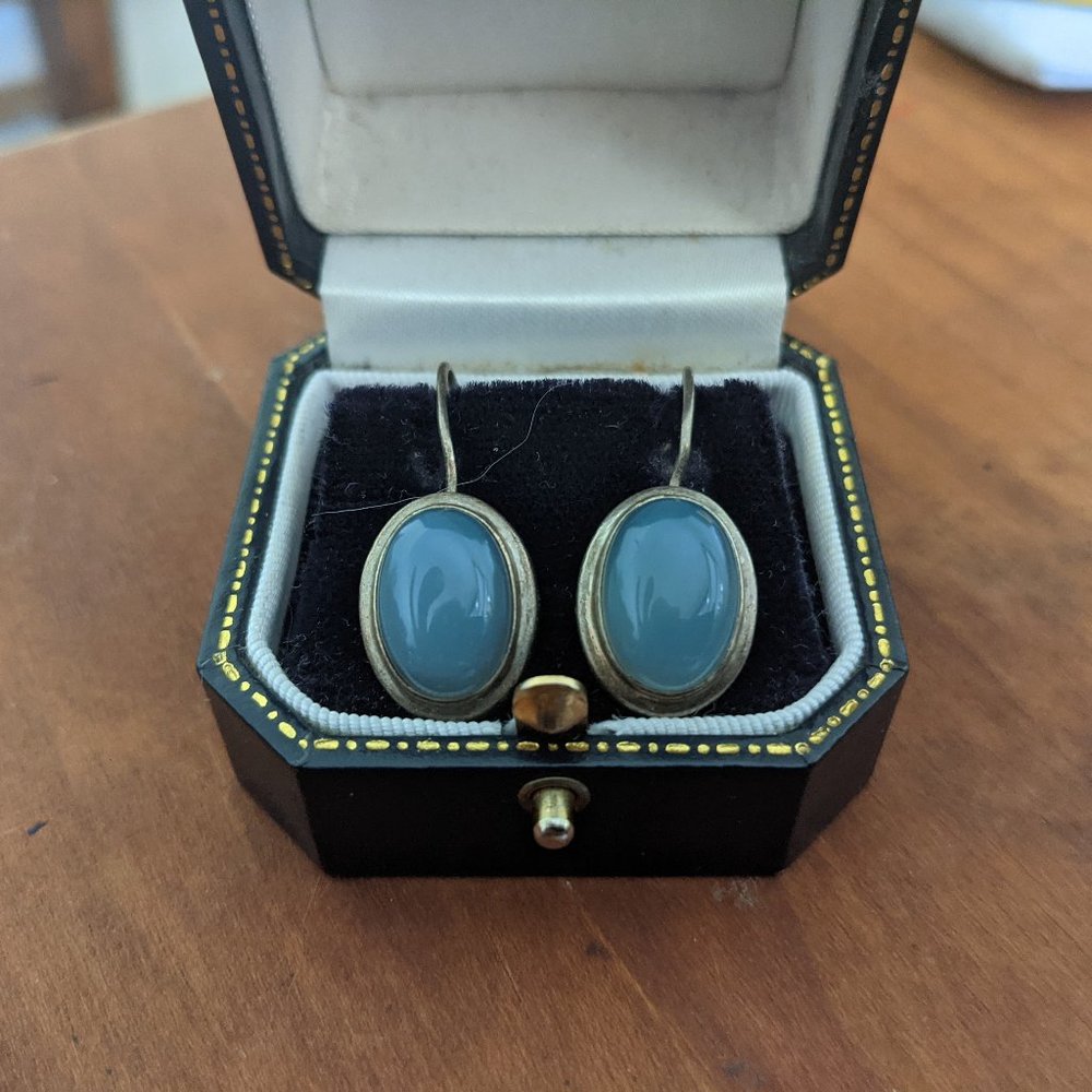 Sterling Silver and Chalcedony Stone Earrings